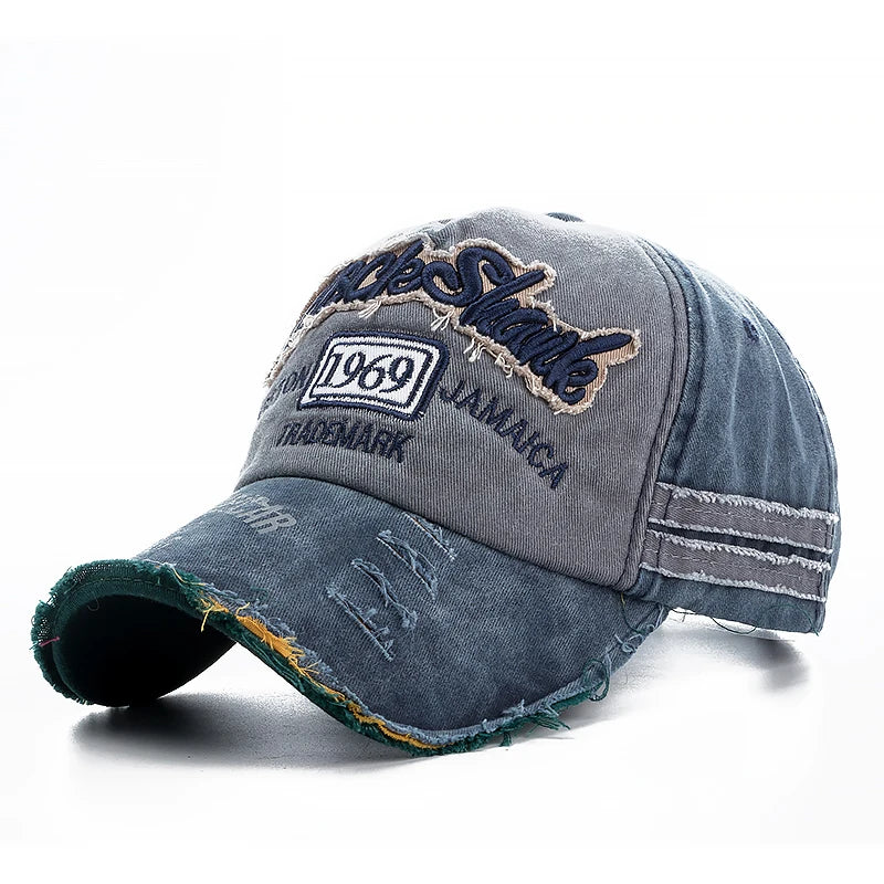 Washed Cotton Baseball Cap with Letter Detail