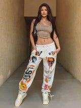 Women's Hippie Cartoon Print Joggers