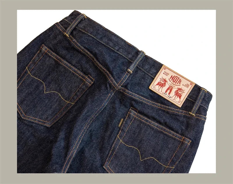 Red Tornado NOIR 21oz Selvedge Denim Straight Cut Jeans Indigo Rugged Style Men Pants