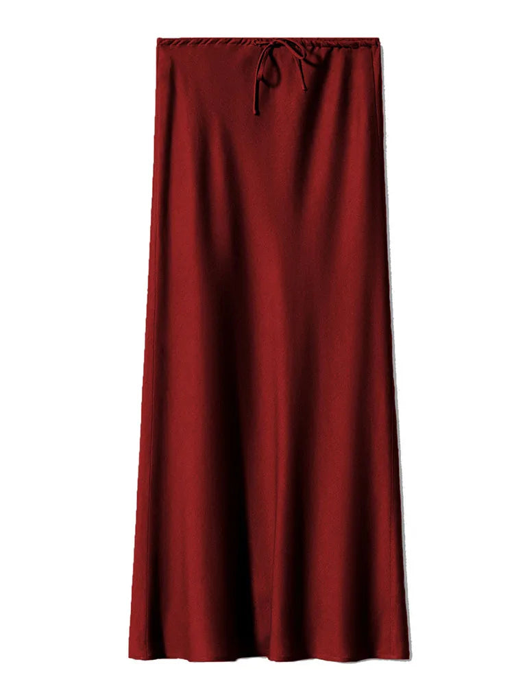 Women's Satin Maxi Skirt – Elegant Ankle-Length