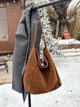 Frosted Suede Tote Bag – Large Capacity Shoulder Bag