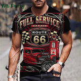 Vintage Route 66 Biker Print Men's Graphic Tee