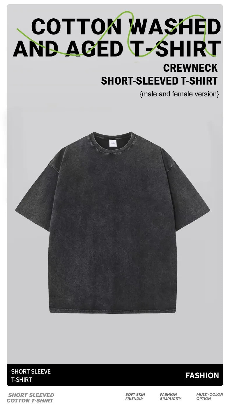 Earnivorous Plant Pattern Washed T-Shirts Men Breathable Cotton Casual T Shirt Soft Summer Comfortable Crewneck Short Sleeve