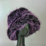 1pcs Winter Faux Fur Bucket Hat Warm Fluffy Plush colorful soft Winter hat Personality fur Fisherman Hats for women Plush hat겨