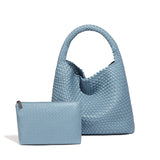 2025 Women Bag Luxury PU Leather Handbag Lady Fashion Handmade Knitting Tote Female Hand-woven Basket Shoulder Bag with Purse