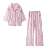 Women's Set 2024 New Fashion Spring Jacquard Loose Ladies Shirt Summer Women Pants Casual Chic Print Set for Women