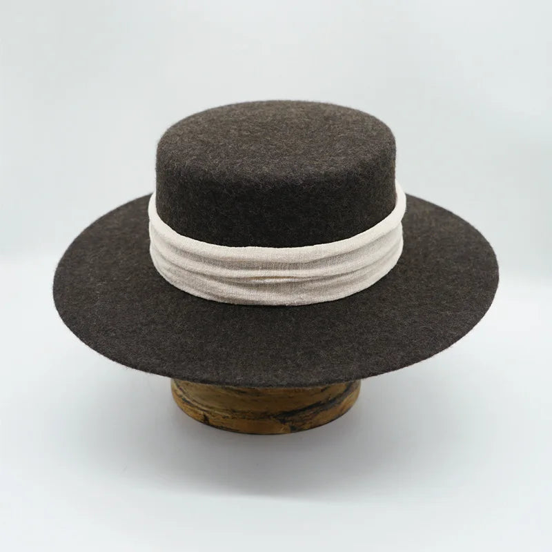 Wool Felt Fedora & Boater Hat – Wide Brim, Unisex