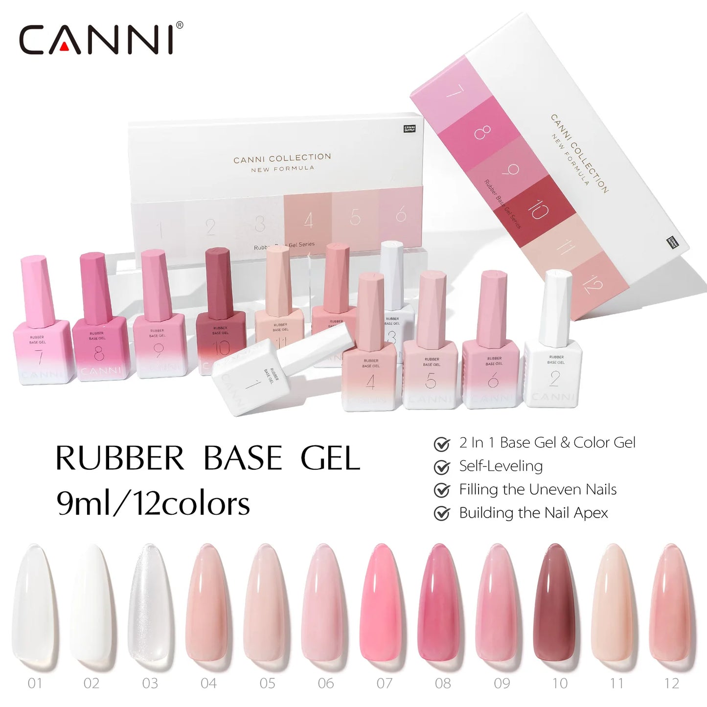 CANNI HEMA-Free Gel Polish Kit | Jelly, Nude & Rubber Base