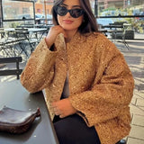 Suninheart Women's Sequined Bomber Jacket Fall O Neck Long Sleeve Pocket Stretch Hem Sequins Jacket Coat Female Chic Outerwear