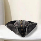 Pirate Hat for Women Men Creative PU Leather Tricorn Costume Hat for Halloween Cosplay Party Supply Costume Props