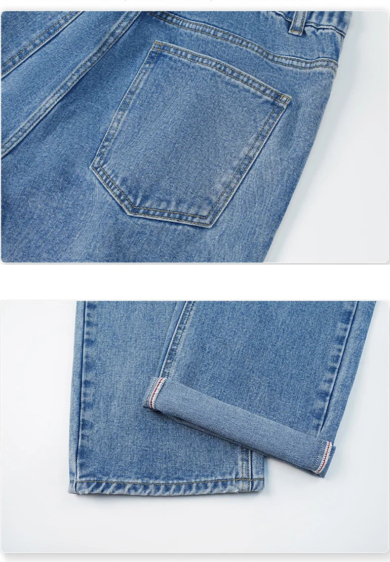 Men's Loose Straight-Leg Cotton Blend Jeans
