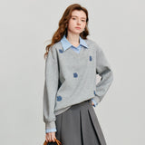 Women's Floral Embroidered Layered-Look Sweatshirt