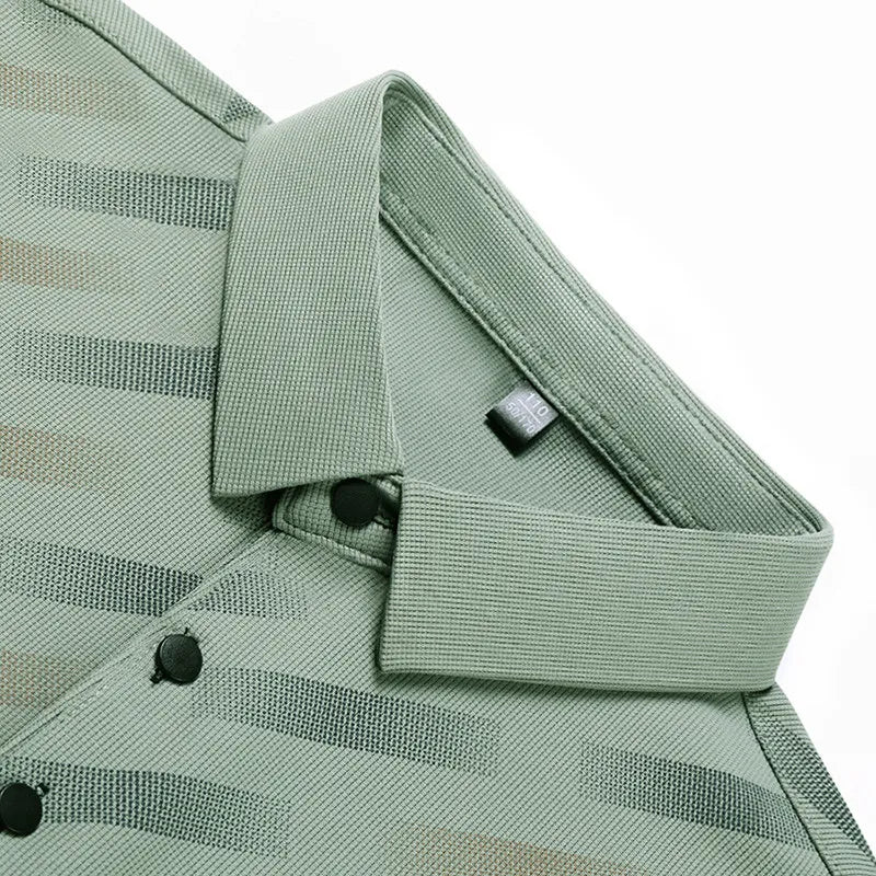 Men's Contrast Print Polo Shirt | Breathable Summer Knit