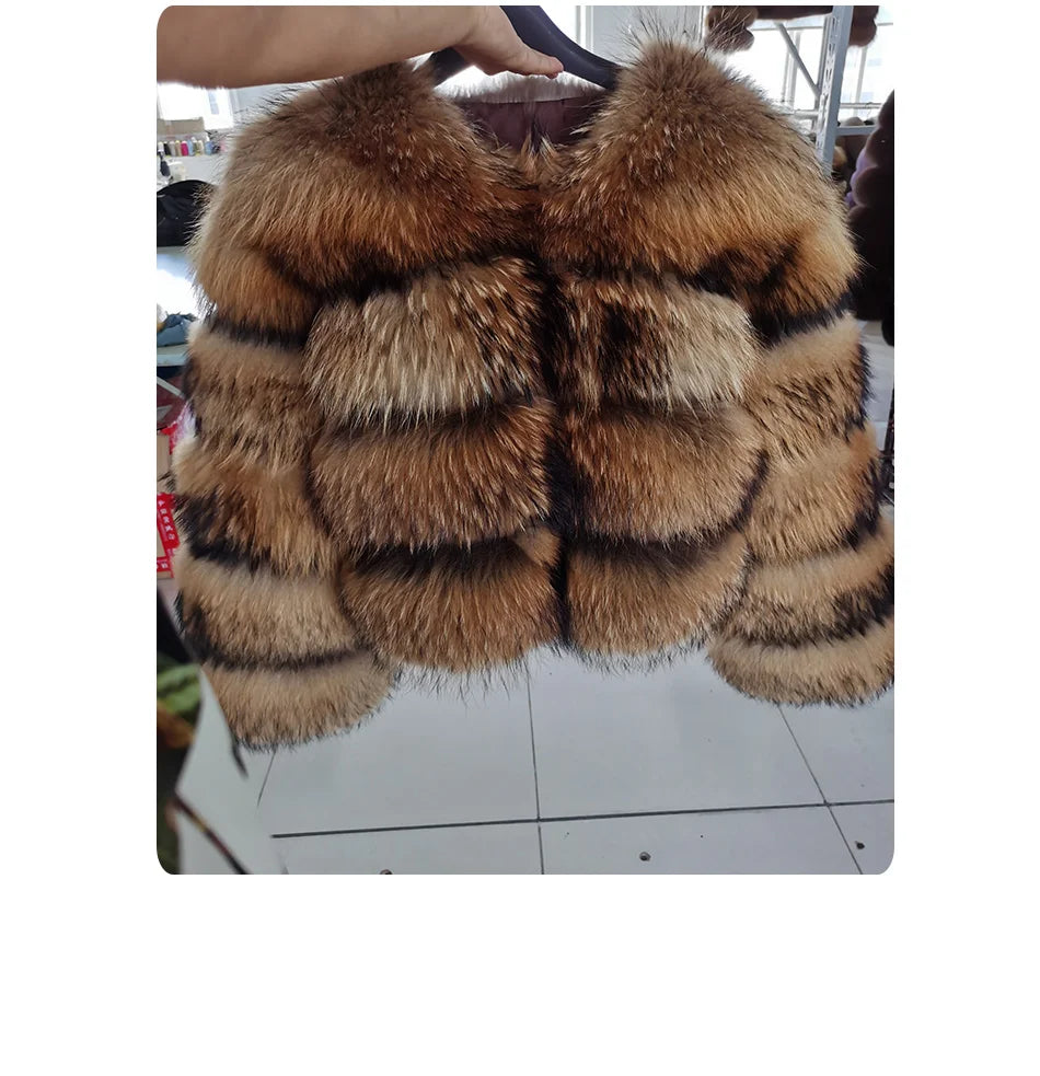 Luxury Women’s Real Raccoon & Fox Fur Jacket | Premium Winter Outerwear