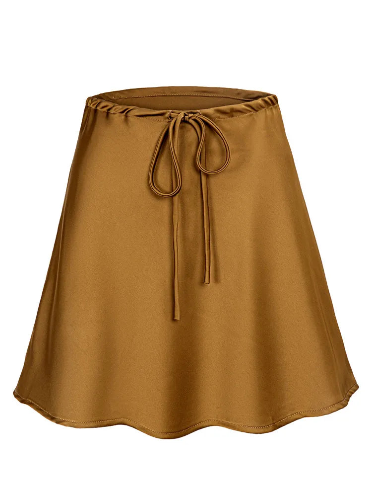 Satin Mini Skirt – Women's Elegant A-Line