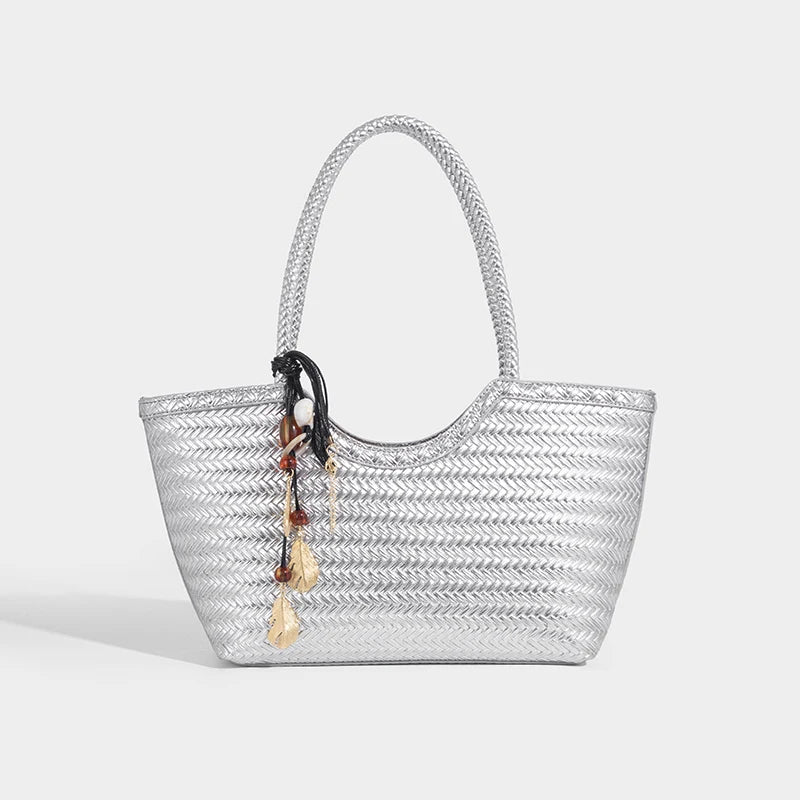 Imitation Braided Embossment Tote Bag For Women Luxury Designer Handbag 2025 New In Vintage With Inner Pocket Underarm Shoulder