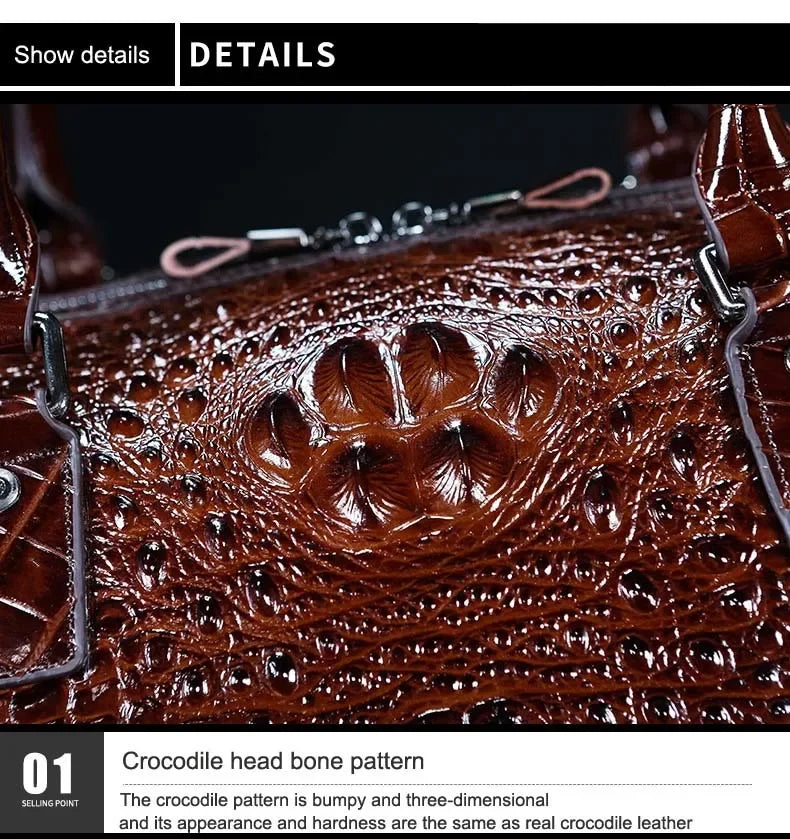 2024 New Cow Genuine Alligator Leather Travel Bags Luxury Men Large Capacity Portable Male Shoulder Bags Brand Travel Duffle Bag