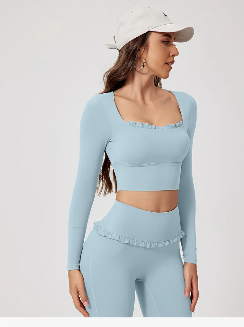 Premium Women’s 2-Piece Yoga & Gym Set – Long Sleeve Quick-Dry Sportswear