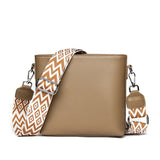 100% Genuine Leather Crossbody Bag Women Fashion Wide Strap Shoulder Bag Ladies Cowhide Messenger Bag Small Handbag and Purse