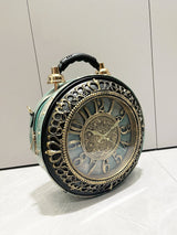 Vintage Clock-Style Circular Shoulder Bag