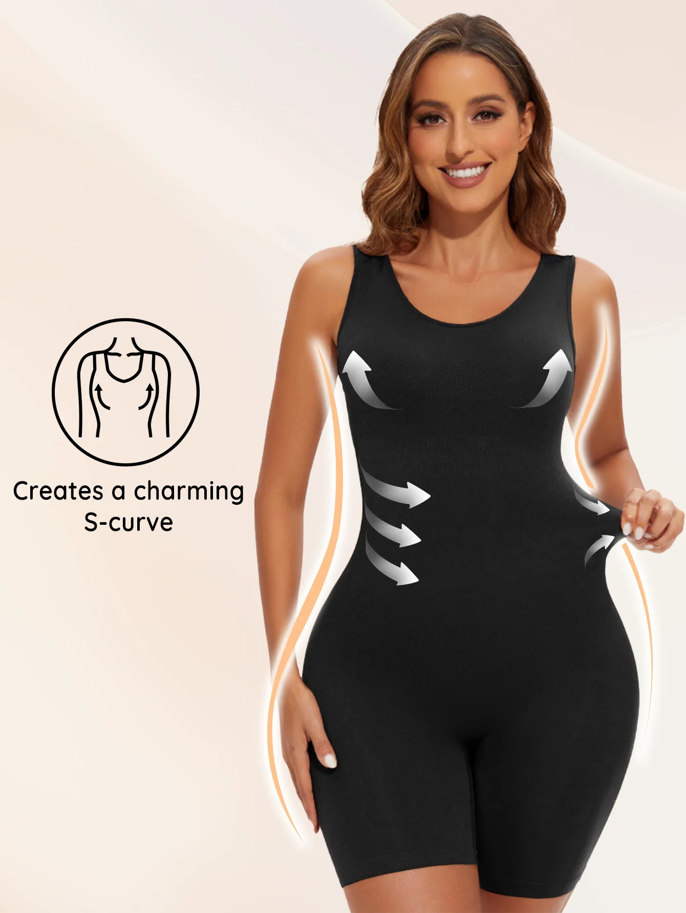 USA-Made Seamless Full Coverage Body Shaper – Firm Control Thigh Slimming Bodysuit