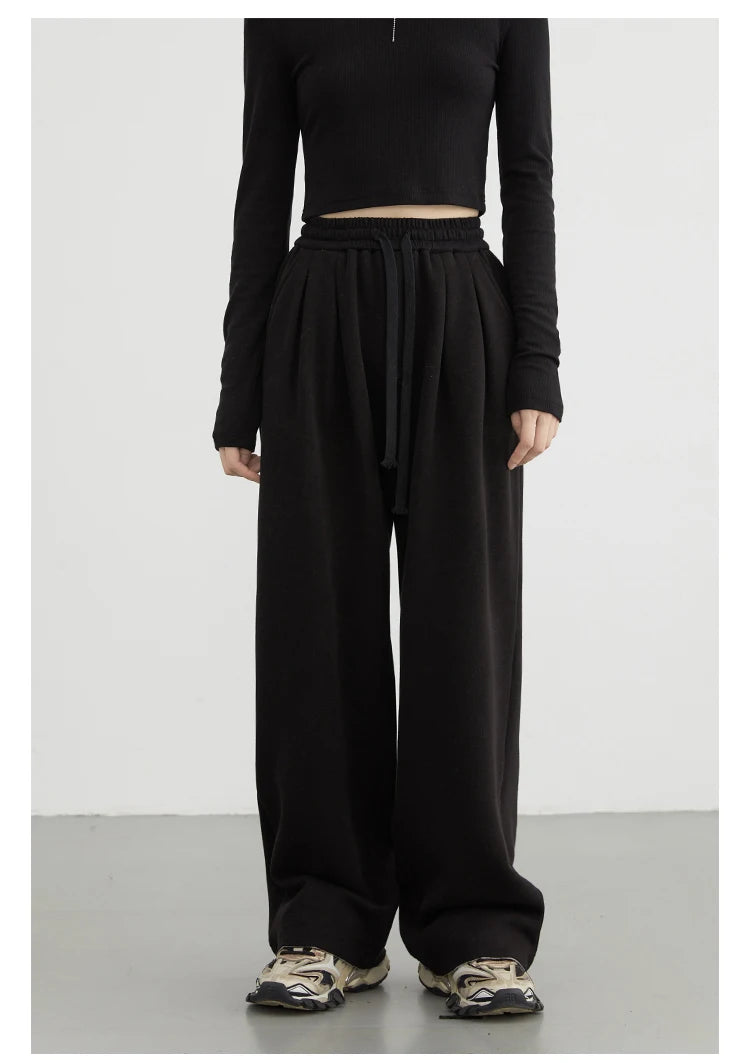 Women's High-Waisted Drawstring Wide-Leg Pants