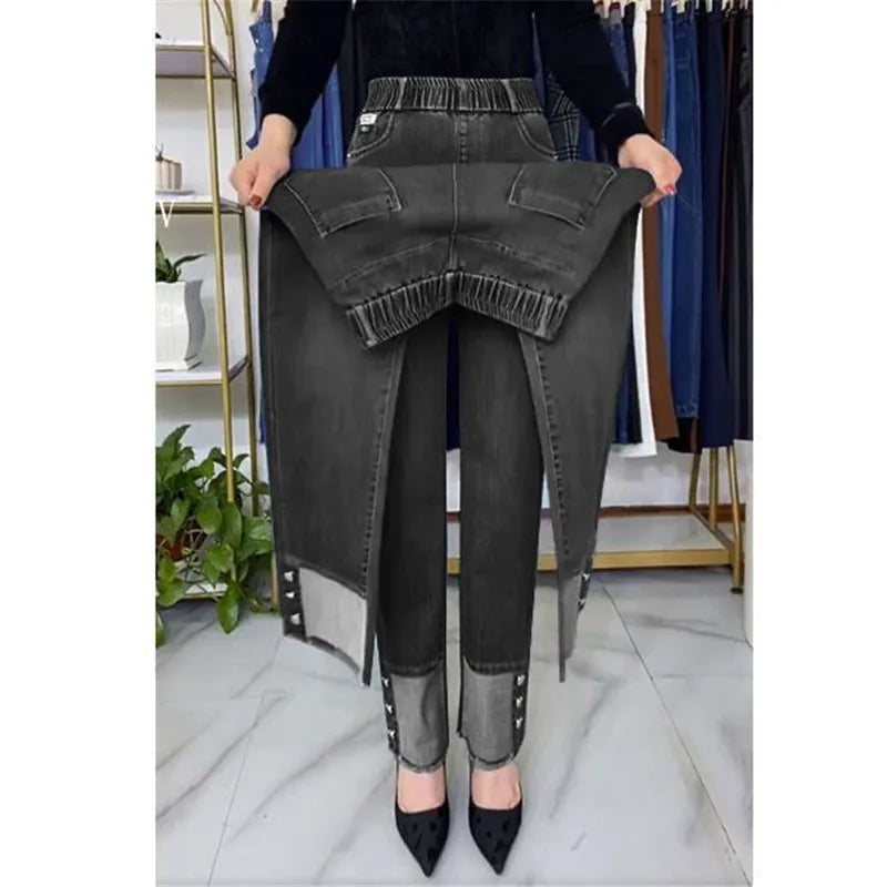 Women's Wide Leg High Waist Stretch Denim Jeans