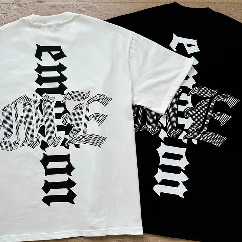 MIXED EMOTION Oversized Cotton Rhinestone T-Shirt