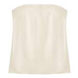 HXAO 2025 Off White Satin Pant Sets Women's Suit Off Shoulder Strapless Top Vest Set 2 Piece Woman Chic High Waist Trousers Sets