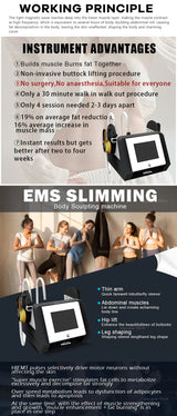 Mecavie Removal Excess Fat RF HIEMT 6500W Body Shaper Machine Professional Fat Removal Muscle Trainer Portable Slimming Home
