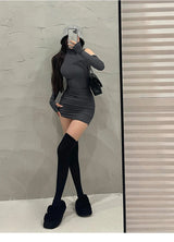 Sleeveless High-Neck Pleated Mini Dress