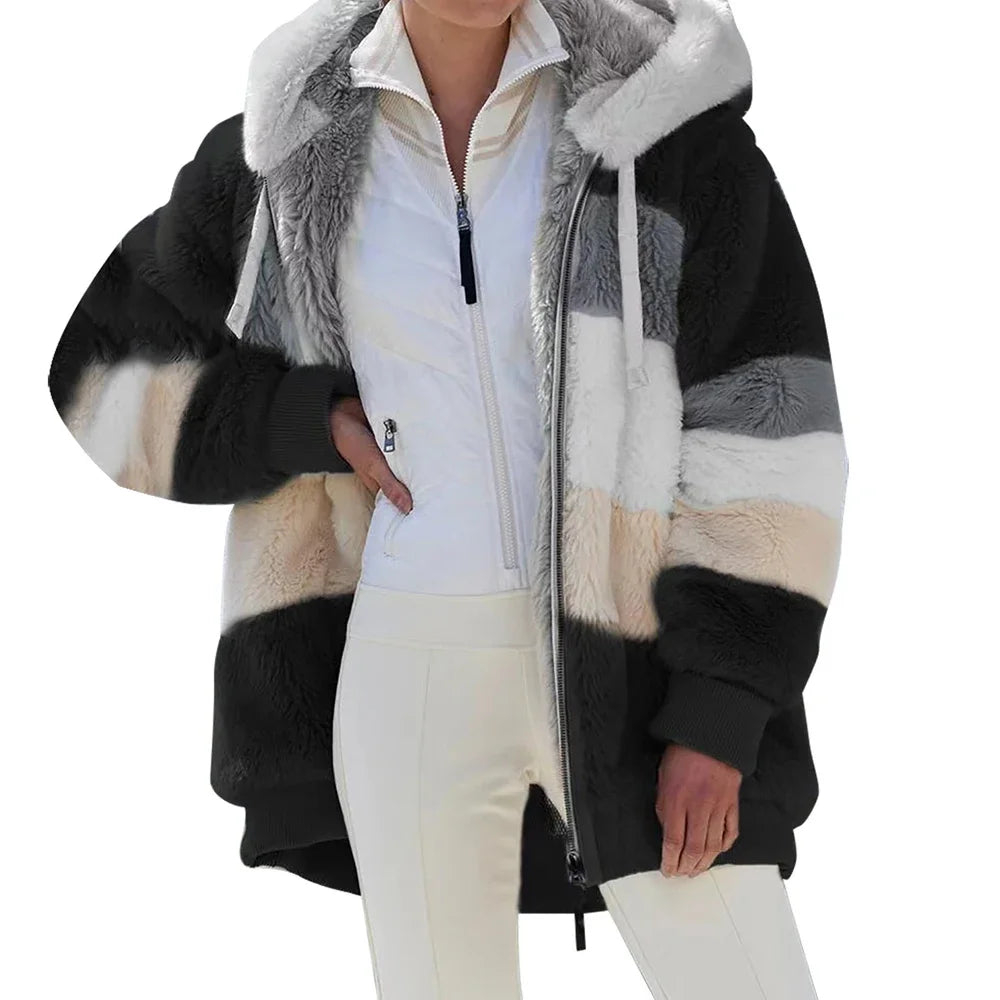 Oversized Plush Hooded Jacket