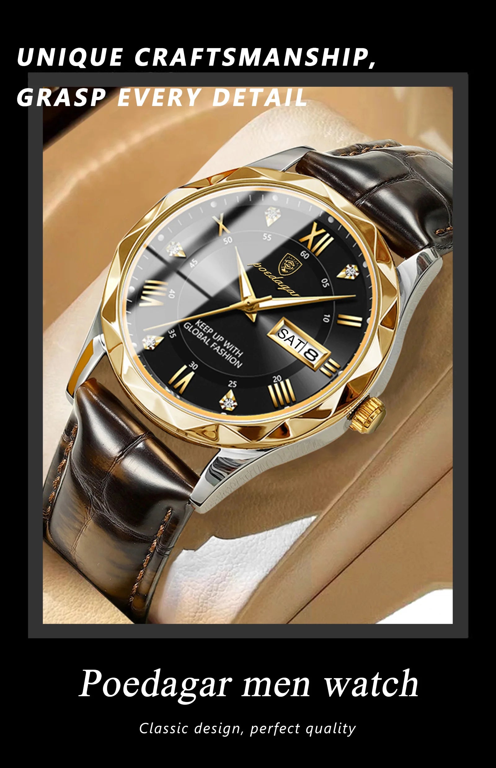 POEDAGAR 615 Men's Luxury Quartz Watch