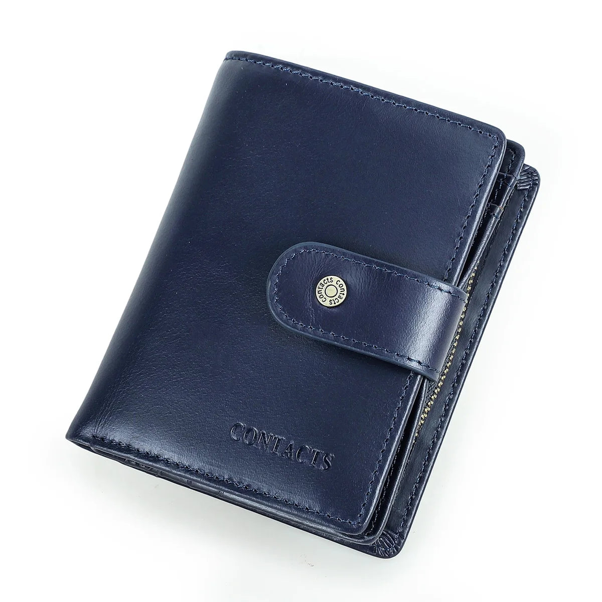 Contact'S Genuine Leather Wallets Women Men Wallet Short Small RFID Blocking Card Holder Wallets Ladies Red Coin Purse
