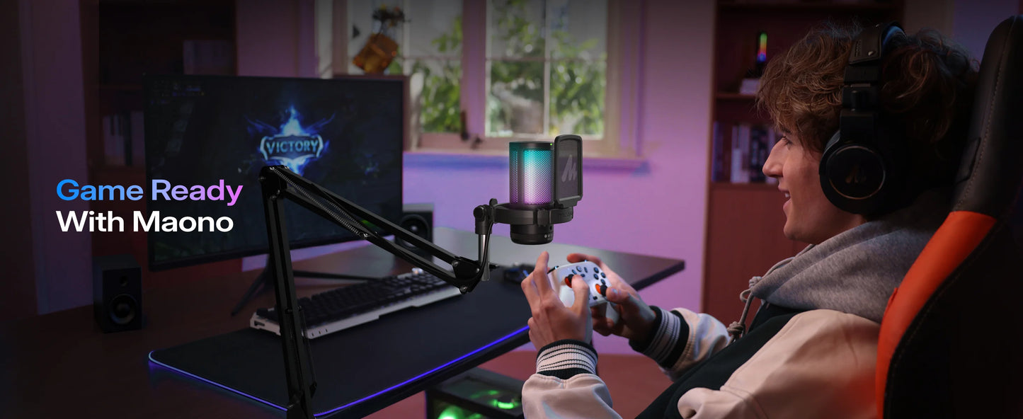 MAONO DGM20S USB Gaming Microphone with RGB & Boom Arm