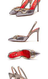 CHCH Women's Strappy Pointed-Toe Platform Heels | 9cm