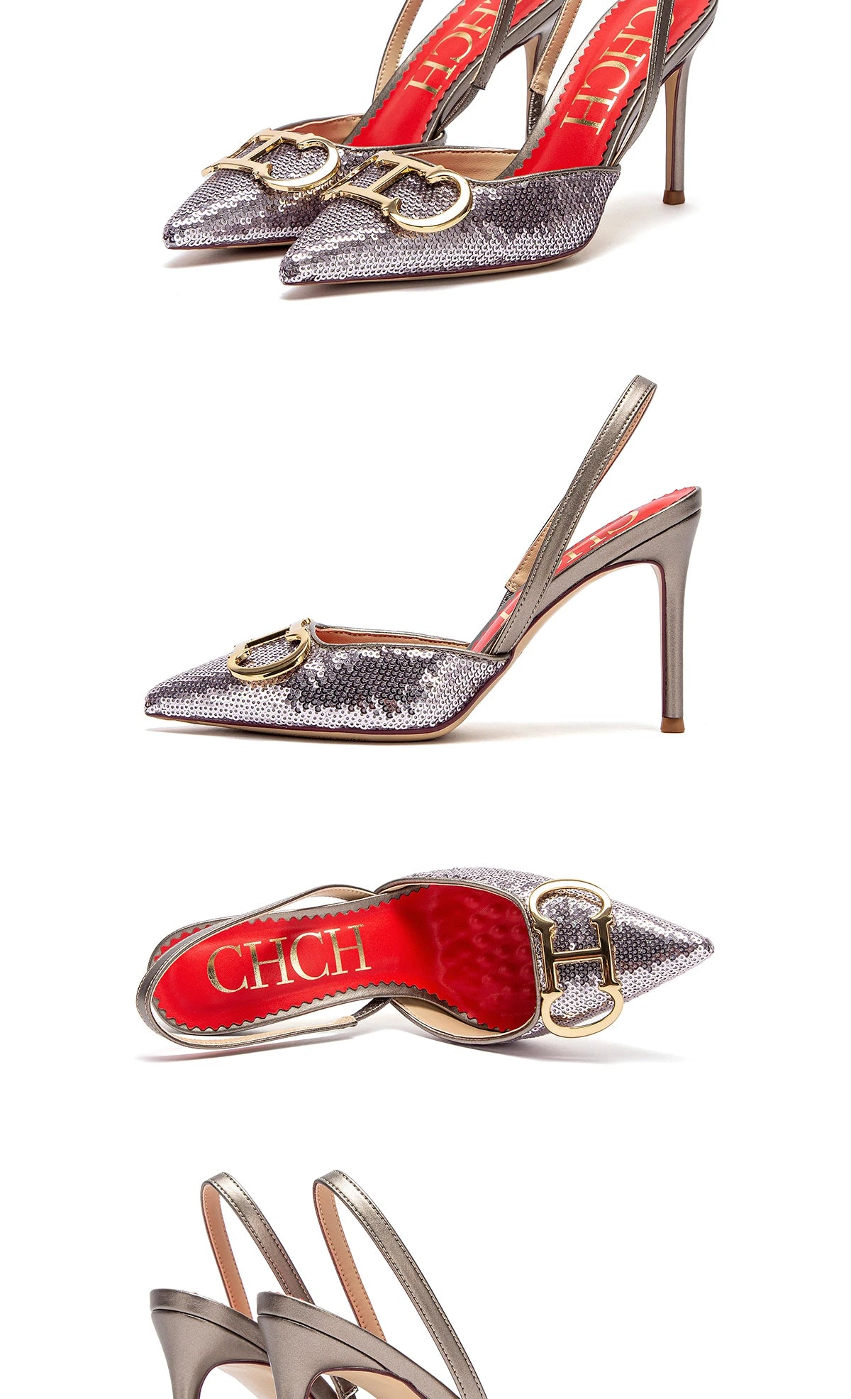 CHCH Women's Strappy Pointed-Toe Platform Heels | 9cm