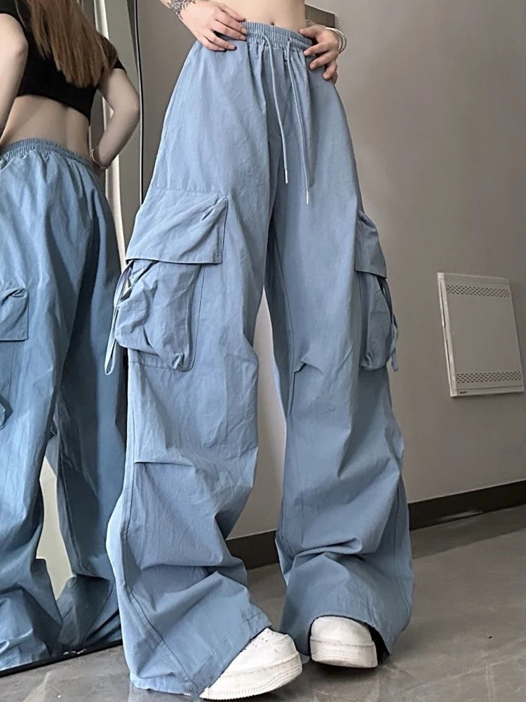 Women's High-Waisted Drawstring Straight-Leg Pants