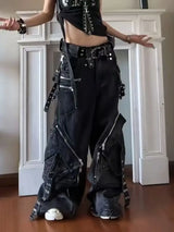 Gothic Punk Wide-Leg Cargo Jeans | Y2K Baggy Denim