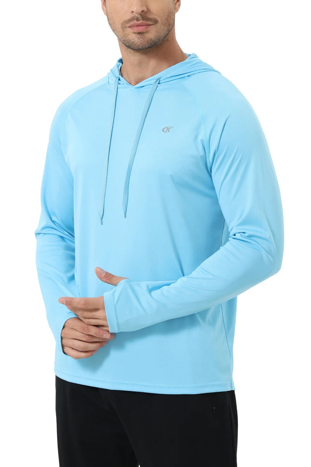 Summer Men's Long Sleeve UPF 50+ Hoodie T-Shirts, Rash Guard Quick Dry T-shirt Outdoor Sport Running Pullover