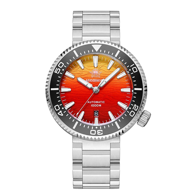 ADDIESDIVE Automatic Watches For Men 1000M Waterproof Sapphire Flame Clouds Texture Luxury BGW9 Luminous New AD2526 Diving Watch