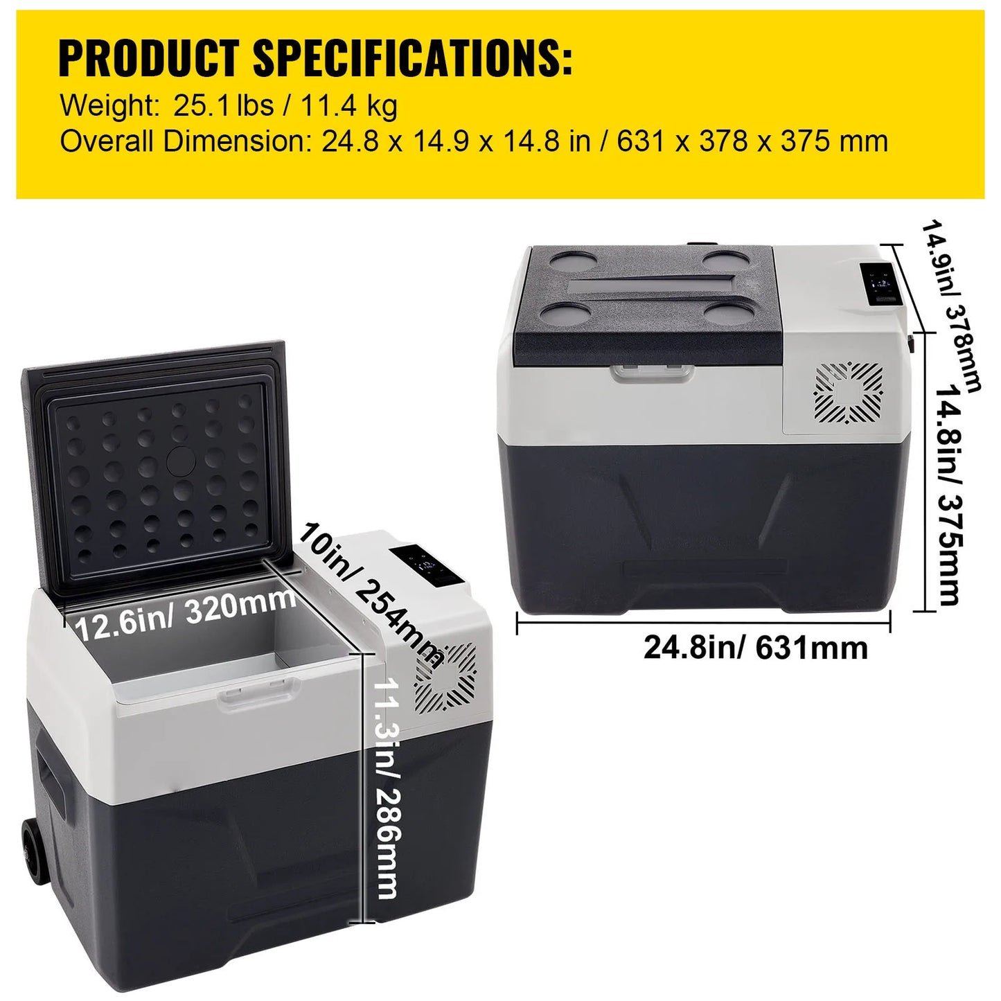 Succebuy 15-55L Portable Cooler Electric Compressor 12V/24V DC 110-240V AC Freezer Refrigerator for Home