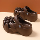 Women's Platform Clog Sandals with Flower Decor — EVA Wedge Beach Shoes
