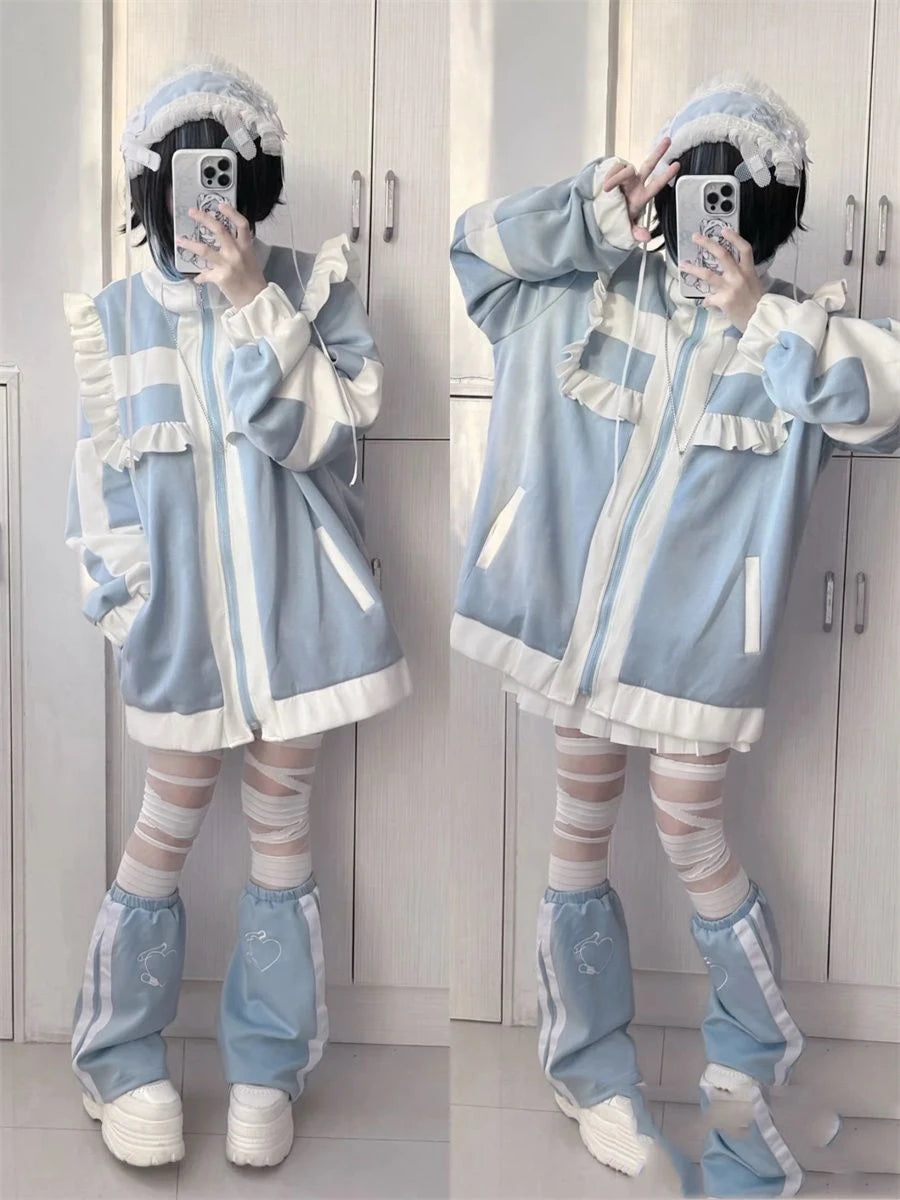 Women's Y2K Ruffle Zip-Up Jacket