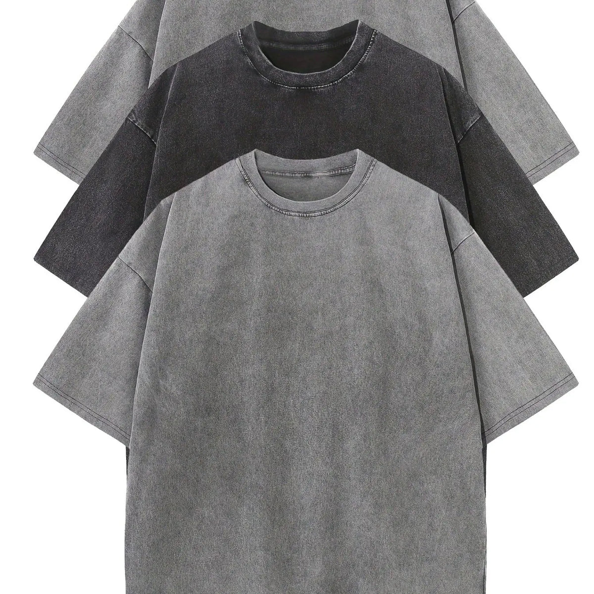 3pcs Men's 100% Cotton Loose-Fit T-Shirts in Solid Colors Casual Short Sleeve Crew Neck Ideal for Summer Outdoor