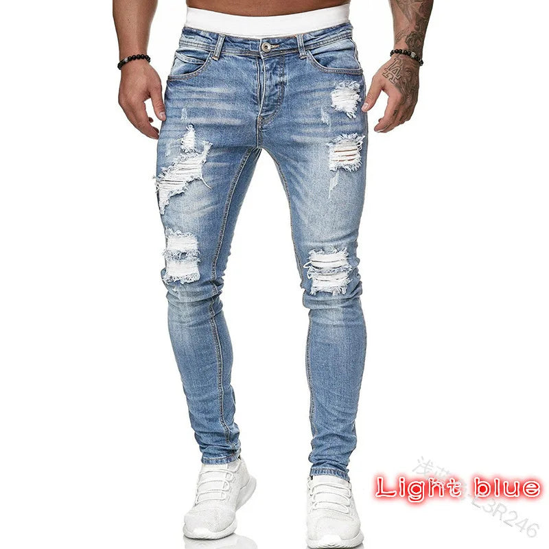 Men’s Ripped Stretch Denim Jeans