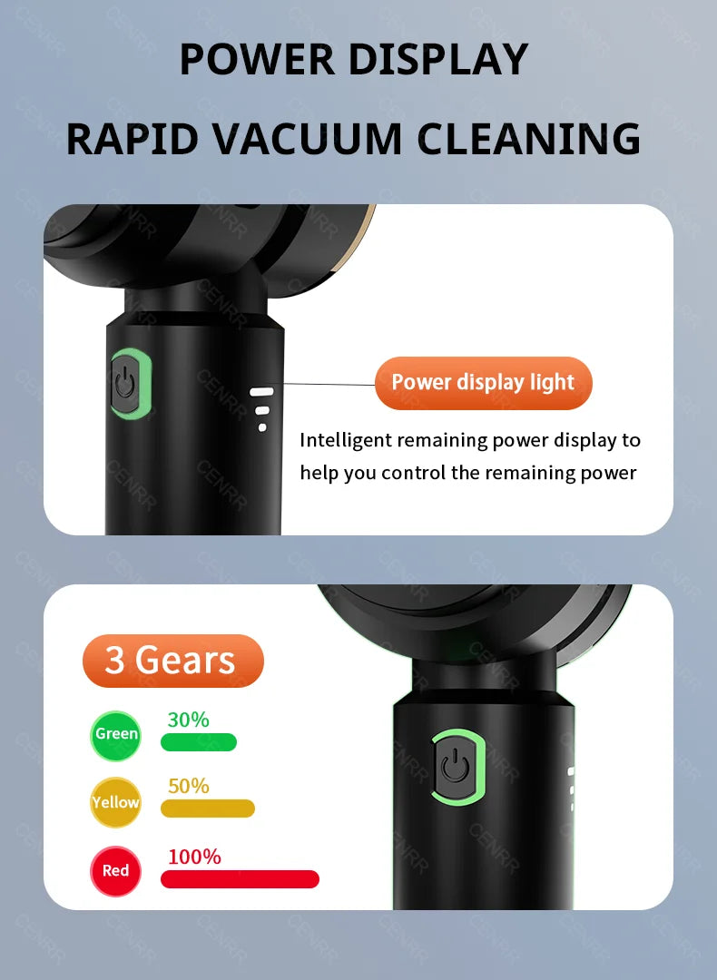 CENRR 998000PA Cordless Car Vacuum Cleaner – 3-Speed