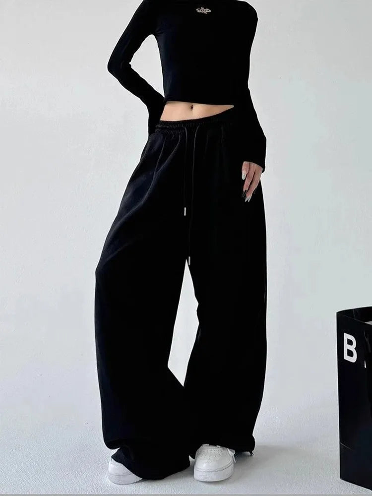 Women's High-Waist Wide-Leg Drawstring Pants
