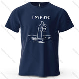 I'm Fine Funny Printed Men's T-Shirt 100% Cotton Oversized Minimalist Cartoon Graphic Tees for Women Tops Tees Streetwear