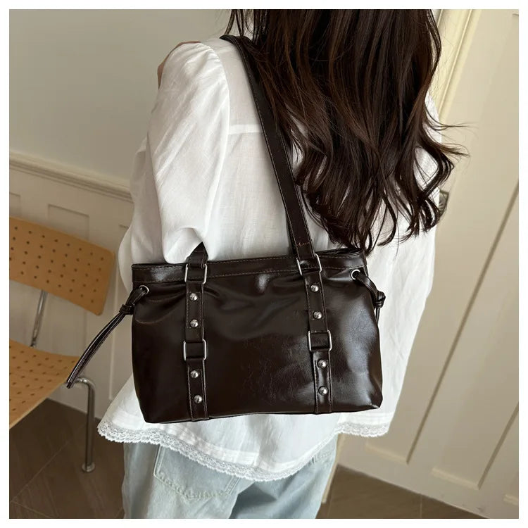Women's Retro PU Leather Shoulder Tote Bag
